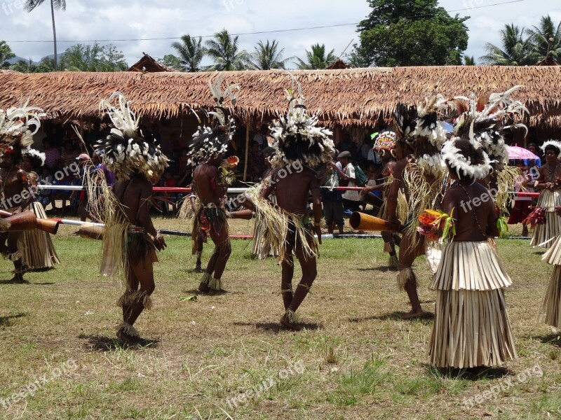 Papua New Guinea Celebration Dancing Warriors Tribal