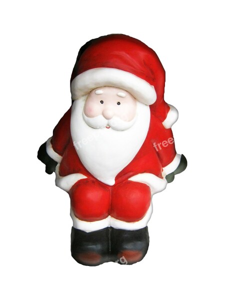 Santa Claus Figure Sitting Red Ceramic