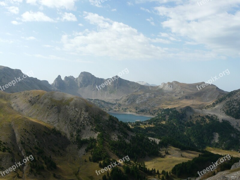 Allos Lake Mountain Hiking Landscape Nature