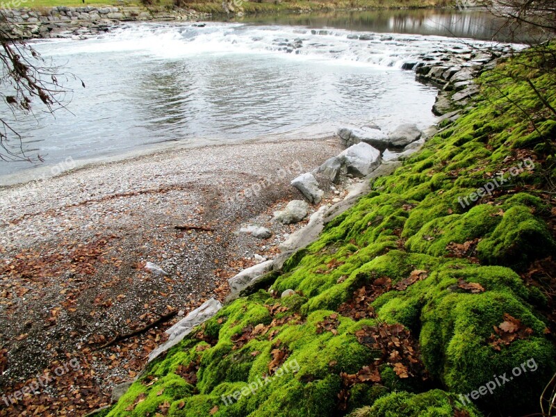 River Waterfall Bank Stones Moss