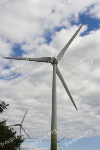 Wind Power Pinwheel Sky Blue Clouds