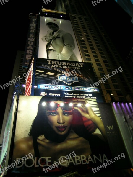 Time Square Advertising Signage Night Lights Free Photos