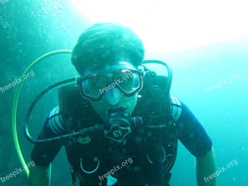 Scube Diver Diving Maldives Sea Ocean