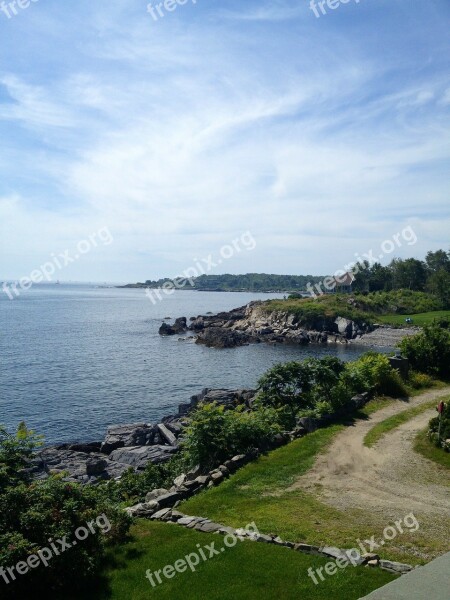 Cove Coast Island Sea Maine