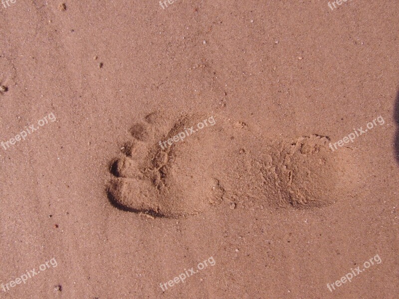 Footprint Barefoot Trace Sand Beach