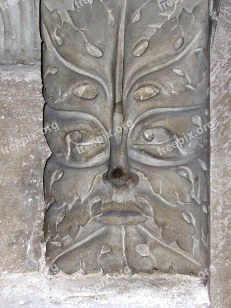 Green Man Sheet Mask Decorative Element Sculpture Stone