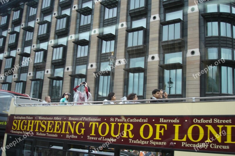 Tourists Photograph Sightseeing Double Decker London