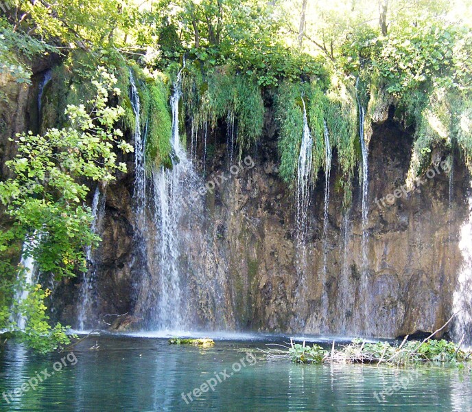 Plitvice Lakes Waterfall Lake Europe Water