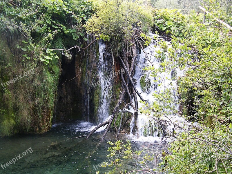 Plitvice Lakes Waterfall Lake Europe Water