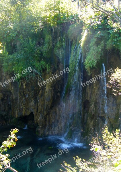 Plitvice Lakes Waterfall Lake Europe Water