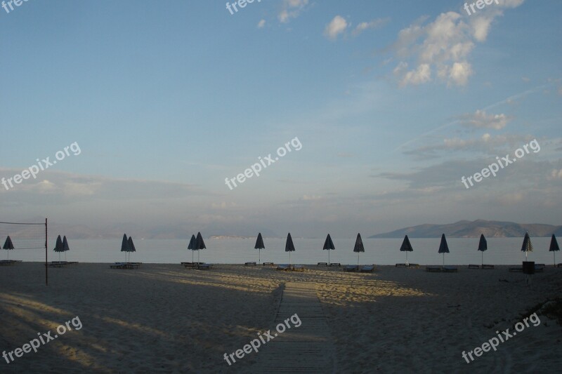 Beach Morning Sunrise Vacations Parasols