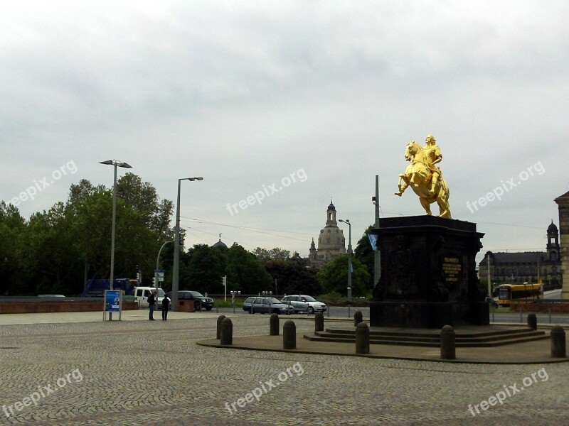 Golden Rider Dresden Historically Frauenkirche Free Photos