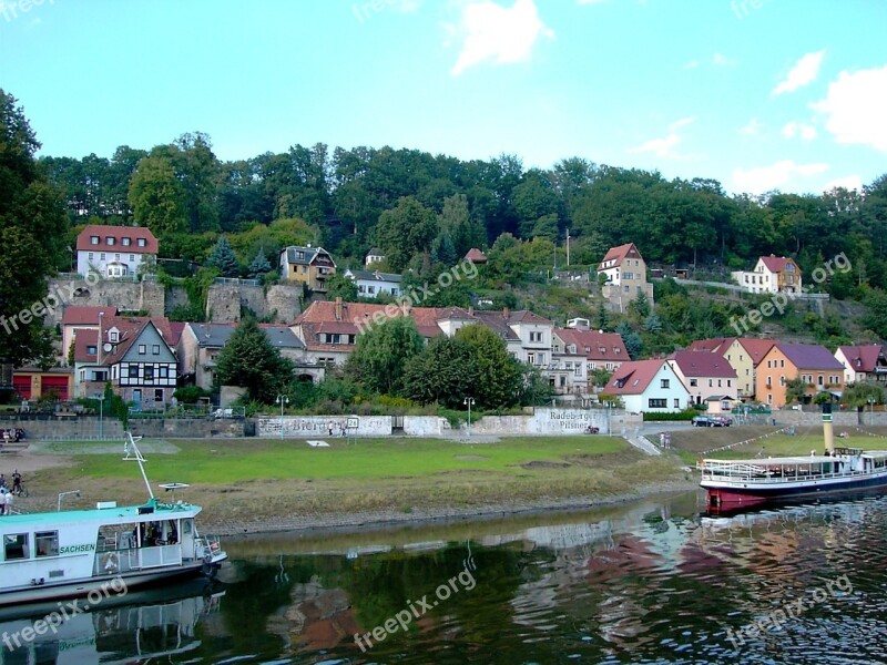 Elbe River Ship City Wehlen Ruin