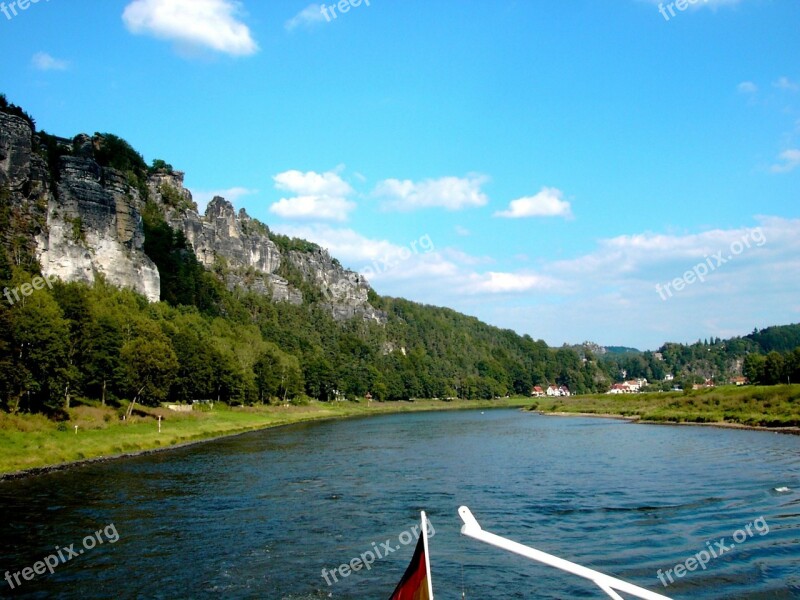 Elbe River Elbe Sandstone Mountains Rock River Landscape