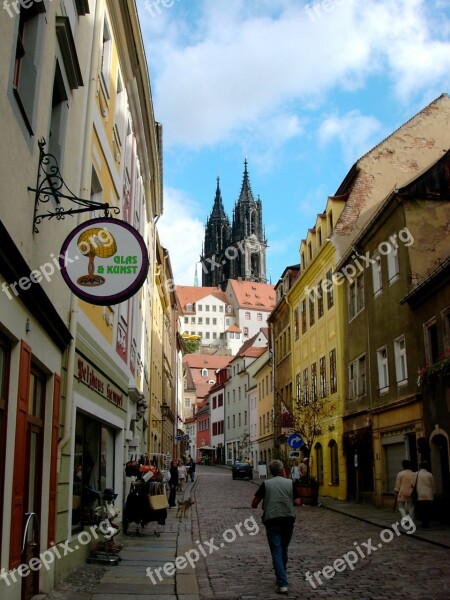 Meissen Dom Towers Alley Cobblestones