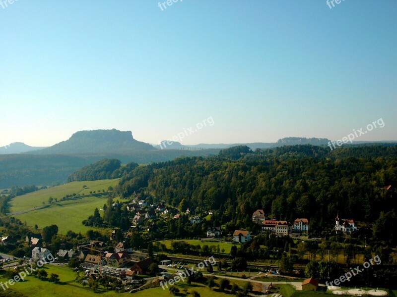 Health Resort Of Rathen Saxon Switzerland Elbe Sandstone Mountains Panorama Lily Stone