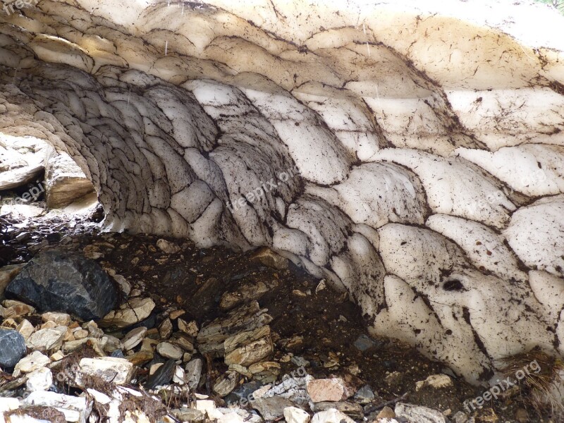 Glacier Tunnel Honeycomb Snow Melt Free Photos