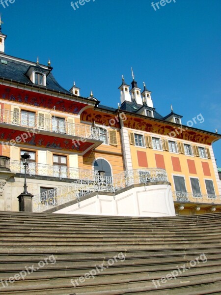 Castle Pillnitz Terrace Shores Staircase Stone Steps