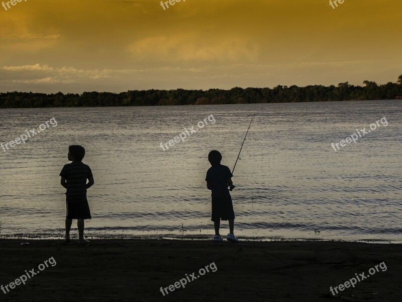 River Fishing Landscape Sea Peaceful