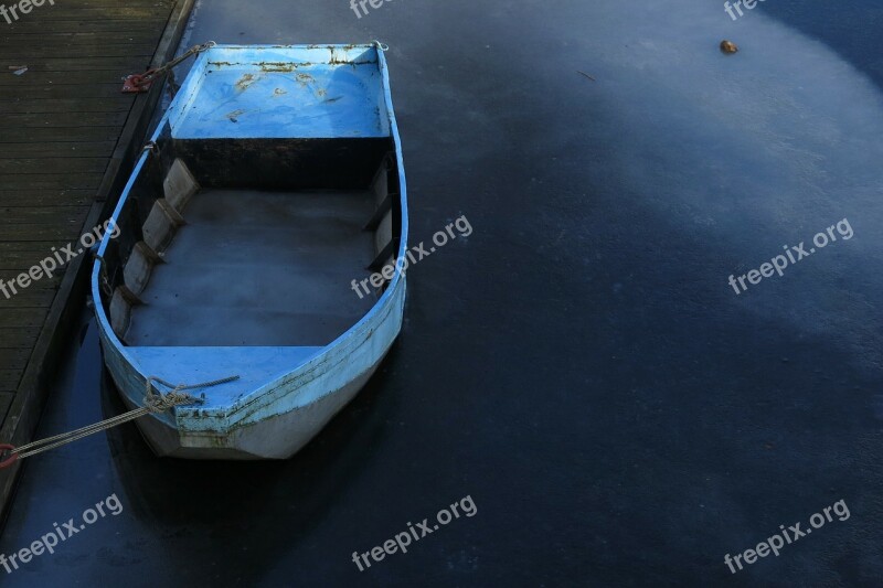 Winter Water Boat Blue Cold