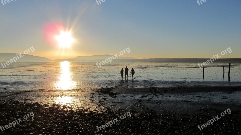 Bay Mud Flat Sunset Islands Bellingham