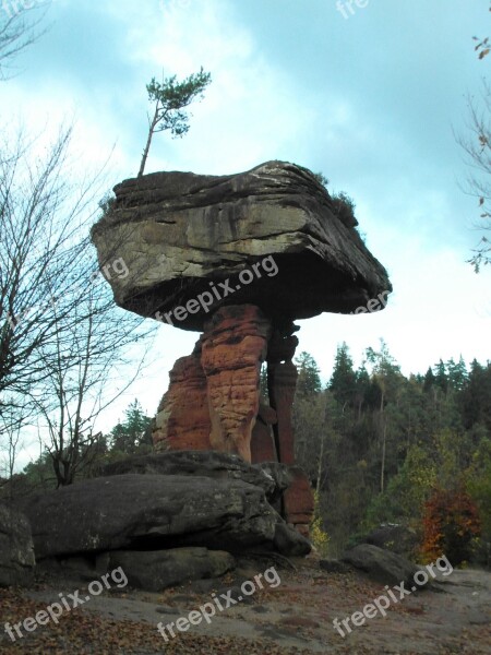 Devil's Table Palatinate Sand Stone Sandstone Rock Autumn