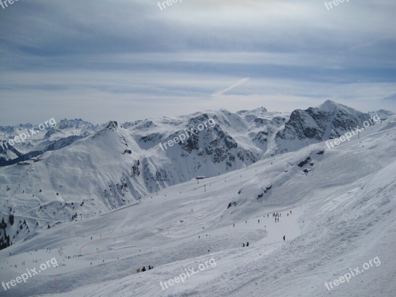 Ski Area Ski Run Skiing Mountains Free Photos