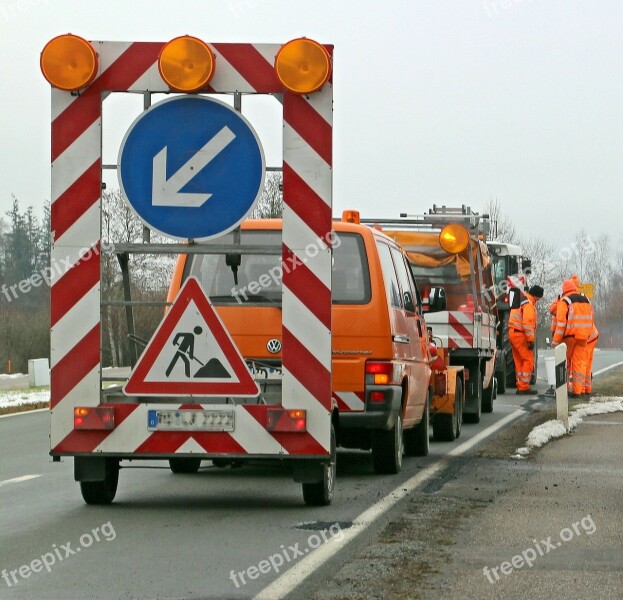 Road Works Barrier Warning Attention Warning Lights