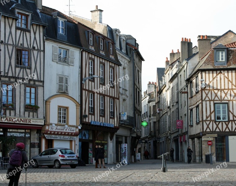 Poitiers Centre Medieval Buildings French Place Ancient Square France Half Timbered Buildings