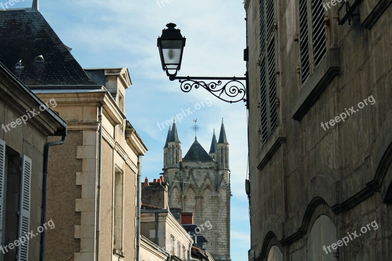 Street Light Church Tower French Street Church Tower View Street Lamp