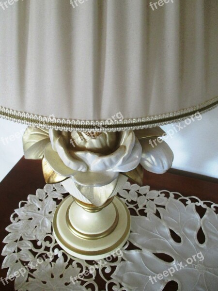 Lamp Table Lamp Socket Rose Motif Porcelain