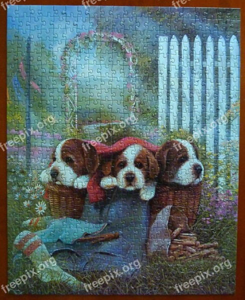 Puppy Dog Basket Puzzle Animals