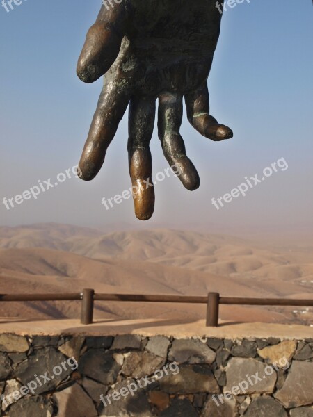 Hand Fuerteventura Canary Island Landscape Dry