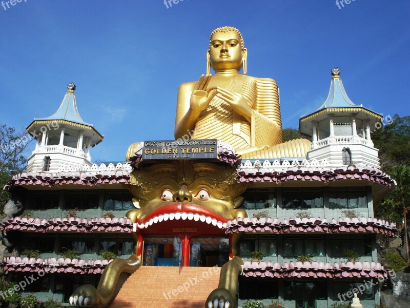 Buddha Gold Temple Sri Lanka Buddhism