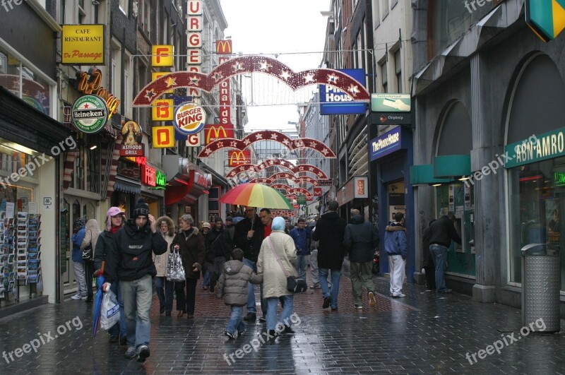 Amsterdam Holland Rain Downtown Umbrellas