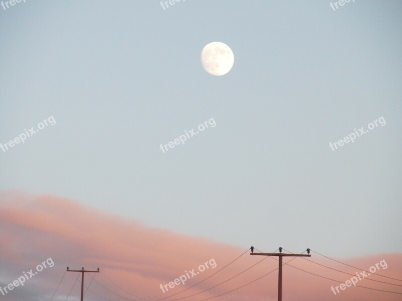 Moon Sky Afterglow Sunset Moonrise