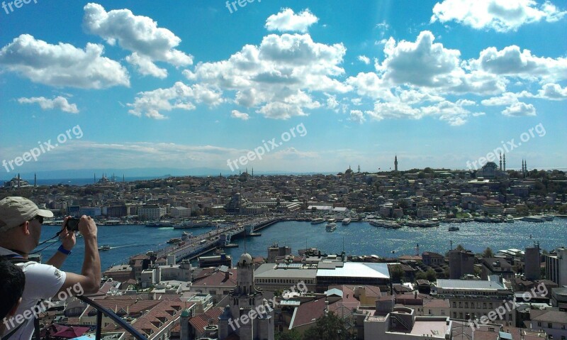 Istanbul Galata Tower View Port Water