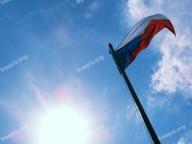 Czech Republic Flag Banner Sky Sun