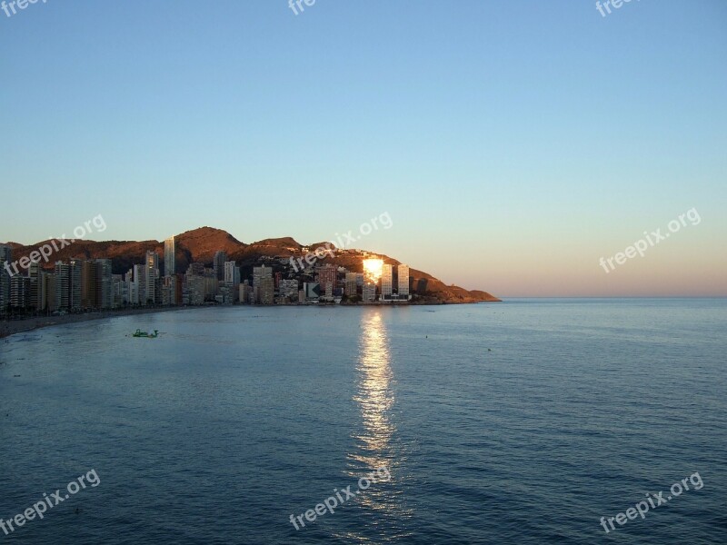 Benidorm Beach East Spain Sunset