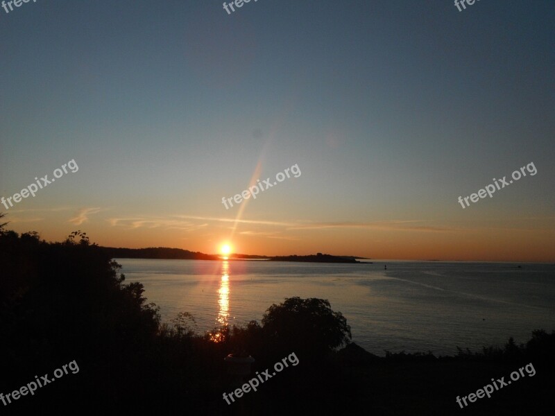 Sunrise Ocean Sea Shoreline Island