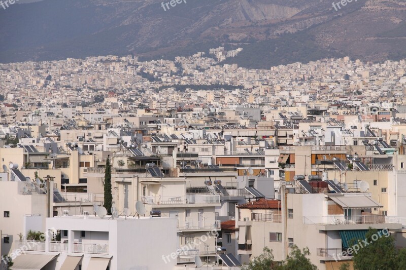 Athens City Houses Street Monuments