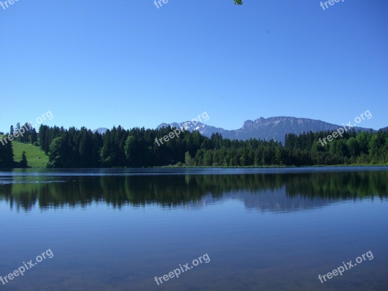 Pond Firs Mountains Mirroring Kögel Pond