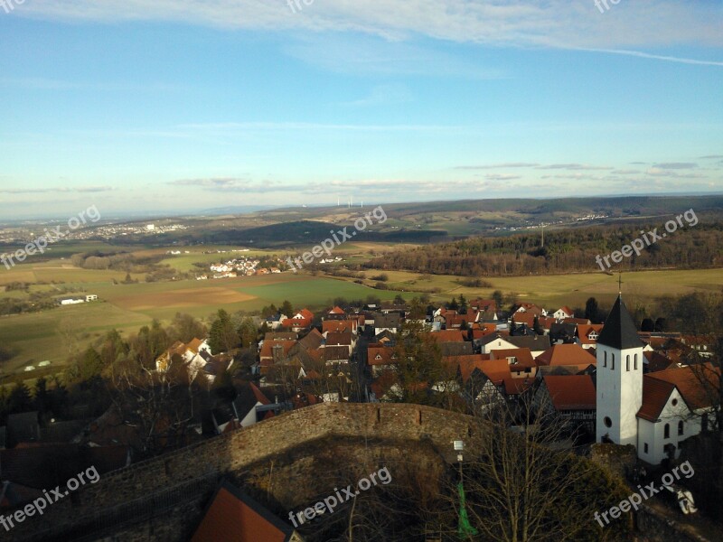 Outlook Veste Otzberg Landscape Wide Sky