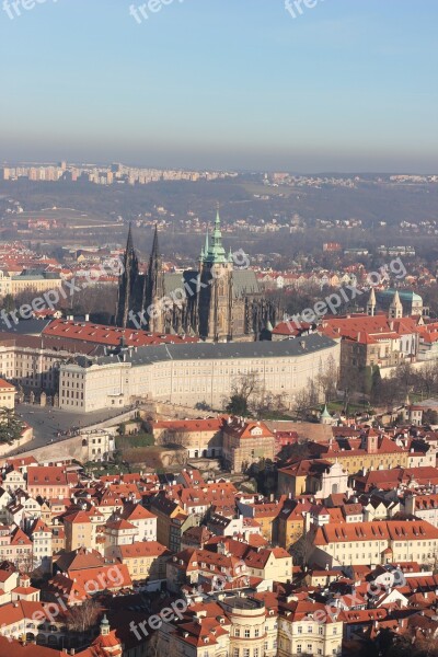 Prague Cathedral Roof City Free Photos