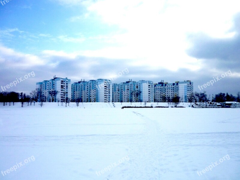 City Volga Bright Blue Clouds