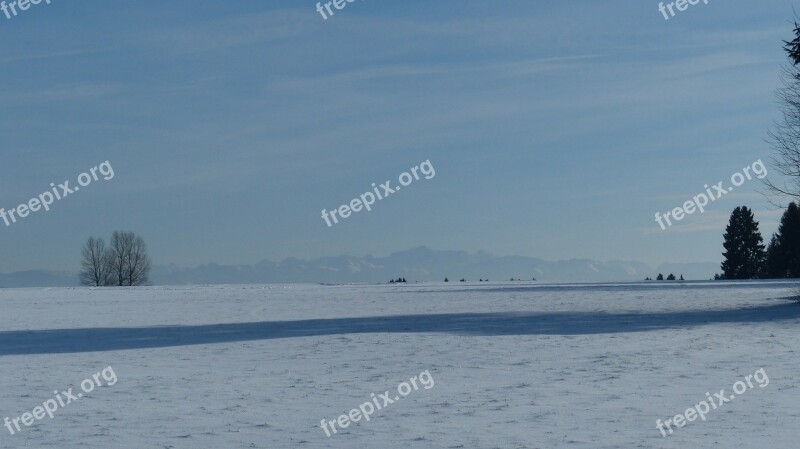 Allgäu Winter Snow Sun Panorama