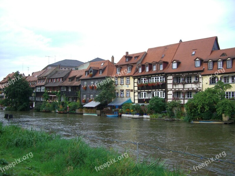 Small Venice Regnitz River Bank Row Of Houses