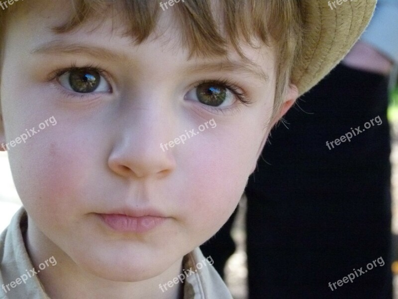 Boy Child Thinking Face Portrait