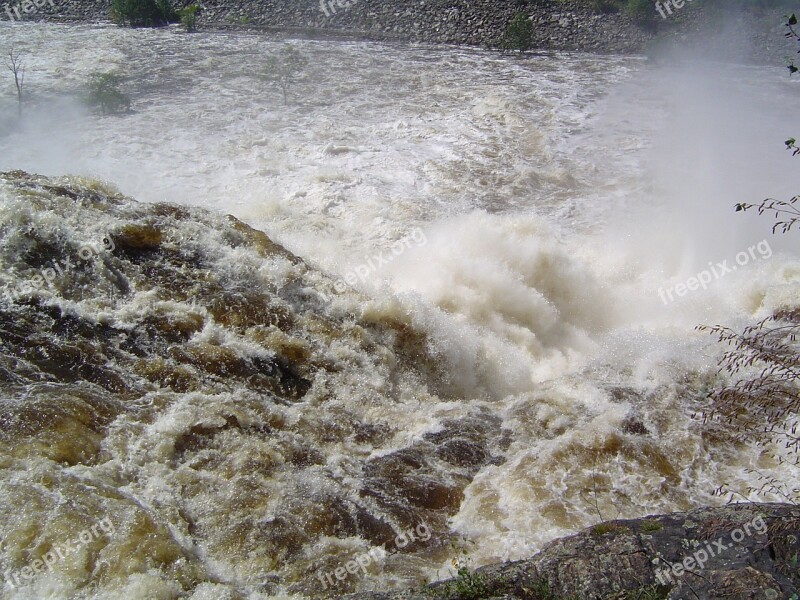 Rushing Waterfall Nature Water Rushing Water