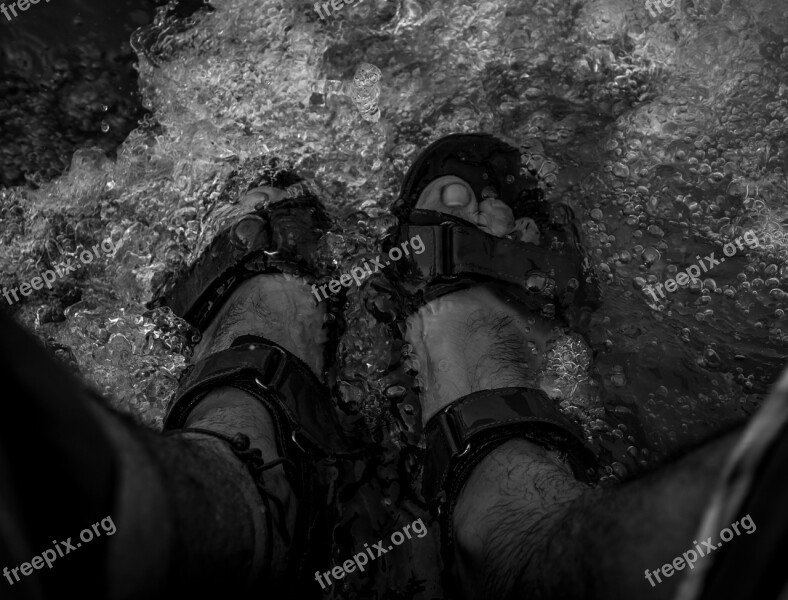 Water Feet Splash Standing In Water Bubbles